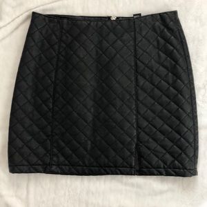 Quilted leather mini skirt